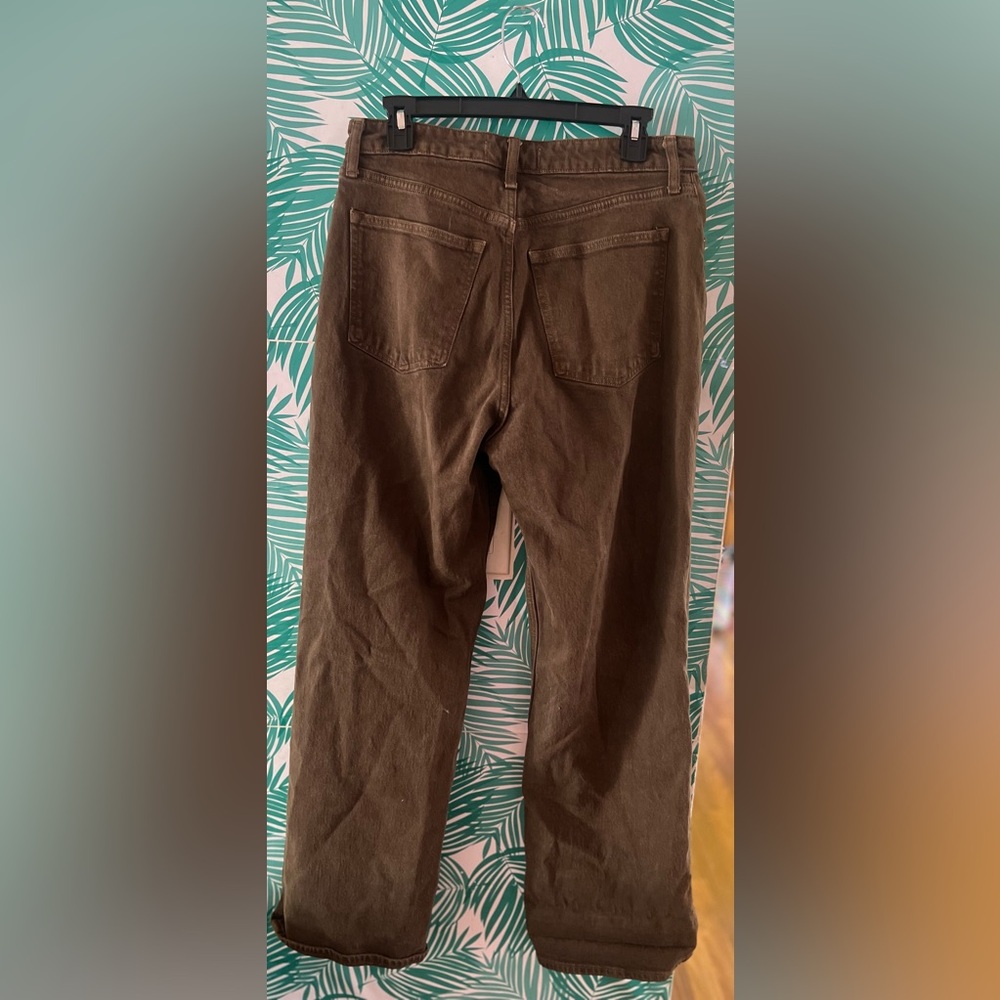 Abercrombie & Fitch Olive Green High-Rise Straight Jeans - Picture 2 of 6